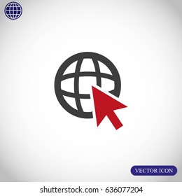 Go To Web .Globe and  cursor.Vector icon.