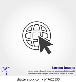 Go To Web .Globe and  cursor.Vector icon.