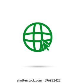 go to web. Green icon and gray shadow 