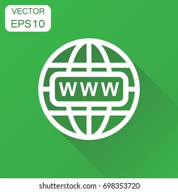 Go to web icon. Business concept network internet search pictogram. Vector illustration on green background with long shadow.