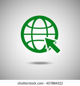 Go to web icon. Flat style. Grey background. Vector illustration.