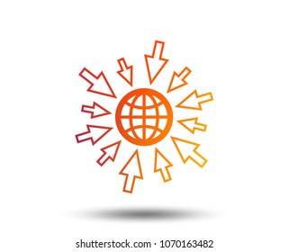Go to Web icon. Globe with mouse cursor sign. Internet access symbol. Blurred gradient design element. Vivid graphic flat icon. Vector