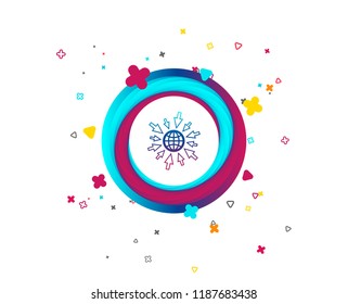 Go to Web icon. Globe with mouse cursor sign. Internet access symbol. Colorful button with icon. Geometric elements. Vector