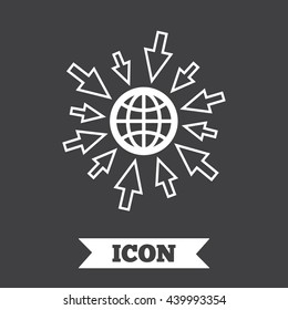 Go to Web icon. Globe with mouse cursor sign. Internet access symbol. Graphic design element. Flat go to web symbol on dark background. Vector