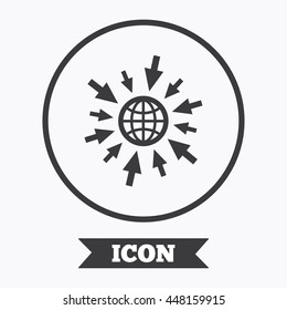 Go to Web icon. Globe with mouse cursor sign. Internet access symbol. Graphic design element. Flat symbol in circle button. Vector