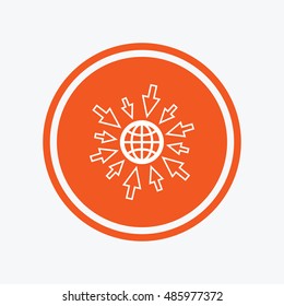 Go to Web icon. Globe with mouse cursor sign. Internet access symbol. Graphic design element. Flat go to web symbol on the round button. Vector