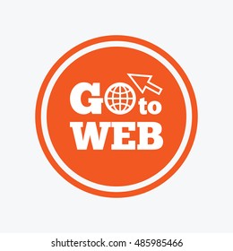 Go to Web icon. Globe with mouse cursor sign. Internet access symbol. Graphic design element. Flat go to web symbol on the round button. Vector