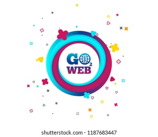 Go to Web icon. Globe sign. Internet access symbol. Colorful button with icon. Geometric elements. Vector