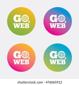 Go to Web icon. Globe sign. Internet access symbol. Gradient flat buttons with icon. Modern design. Vector