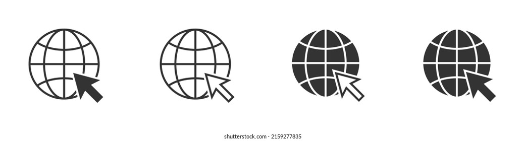 Go to web icon. Globe symbol. Flat vector illustration.