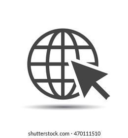 Go to web icon. Internet flat vector illustration for website on white background with shadow.