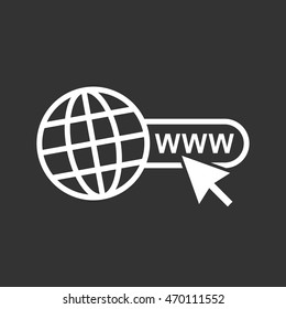 Go to web icon. Internet flat vector illustration for website on black background.