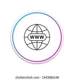Go To Web icon isolated on white background. Www icon. Website pictogram. World wide web symbol. Internet symbol for your web site design, app, UI. Circle white button. Vector Illustration