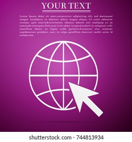 Go To Web icon isolated on purple background. Globe and cursor. Website pictogram. World wide web symbol. Internet symbol for your web site design, logo, app, UI. Flat design. Vector Illustration