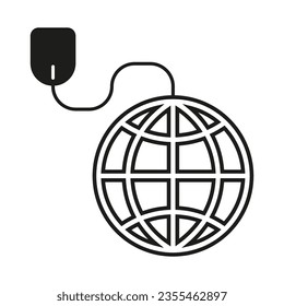 Go to Web icon. Mouse, globe icon. Vector illustration. EPS 10.