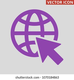 Go to web icon on grey background. Vector illustration