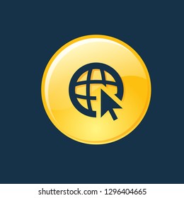 go to web icon, go to web symbol. Flat vector sign isolated on blue background. Simple vector illustration for graphic and web design.
