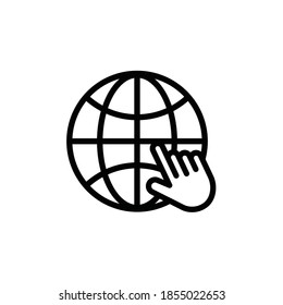 go to web icon symbol, go to web  with hand cursor vector flat design Illustration. for app, web design and business concept.