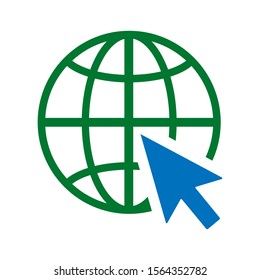go to web icon symbol vector flat design sign click mouse isolated eps10. Green and Blue, background