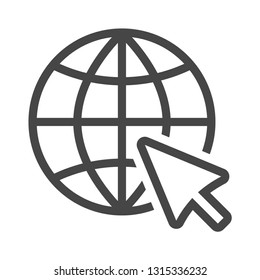 Ir a la web Icon en un estilo moderno y plano aislado en fondo gris. Pictograma del sitio web. Símbolo de Internet para el diseño de su sitio web, logotipo, aplicación, UI. Ilustración vectorial.