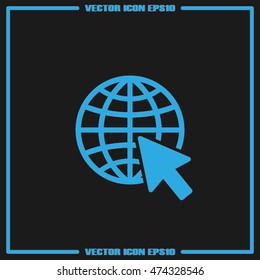 Go to web icon vector illustration eps10. Globe and arrow isolated objects.