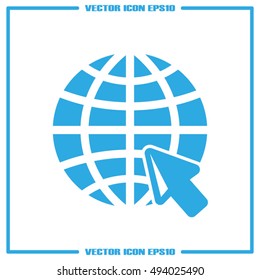 Go to web icon vector illustration eps10. Globe and arrow isolated objects.