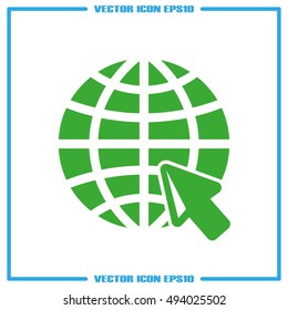 Go to web icon vector illustration eps10. Globe and arrow isolated objects.