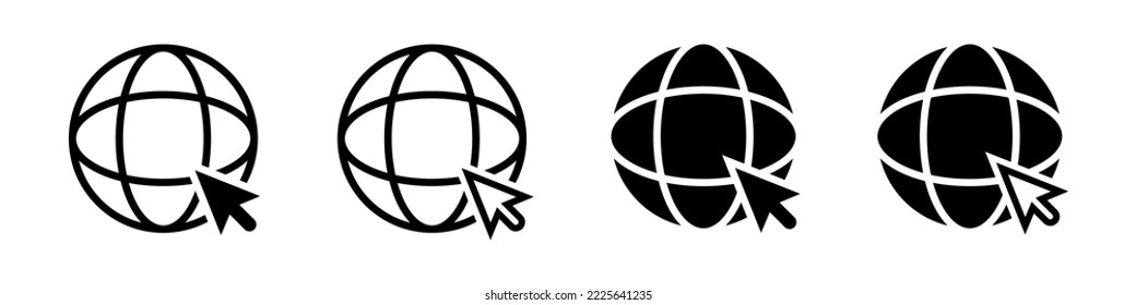 Go to web icons. World web icons. Earth globes. Website icon set. Internet icon set. Vector
