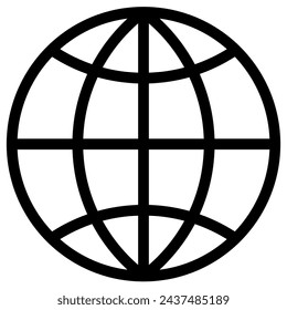 Gehe zum Symbol für isolierte Webinhalte. In: Globe Vector. In: Earth Linear Illustration. Globales Netzwerkzeichen. Internet-Symbol.