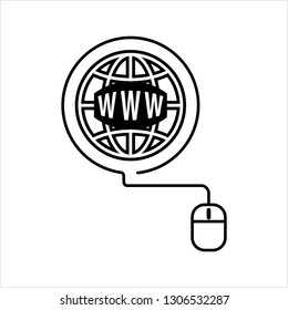 Go To Web, Mouse, Globe Icon, Vector Art Illustration