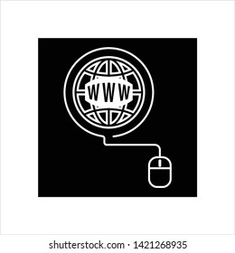 Go To Web, Mouse, Globe Icon, Vector Art Illustration
