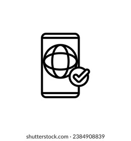 Go to web on mobile phone, internet outline icon. Vector illustration. The isolated icon suits the web, infographics, interfaces, and apps.