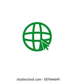 go to web on white background. Green icon.