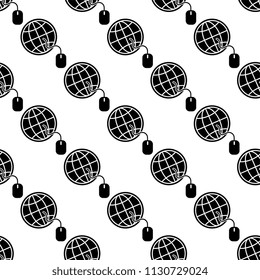 Go To Web Seamless Pattern, Globe Icon, Cursor Arrow Vector Art Illustration