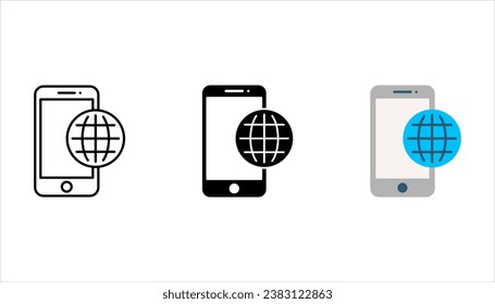 Ir al conjunto de iconos de símbolo web, ilustración vectorial en fondo blanco