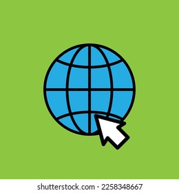 Ir a la ilustración vectorial del icono de símbolo web. aislado sobre fondo verde