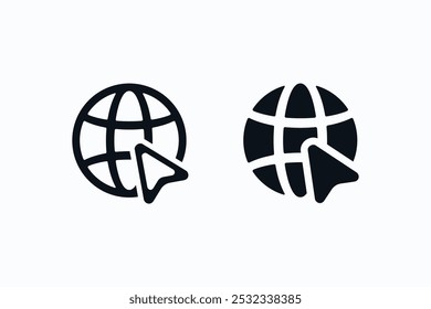 Go to web symbols icon vector illustration. Website pictogram. Modern design earth logo. Internet symbol for your web site design.