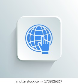 go to website url address with clicking hand vector isolated in blue color with white background.