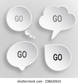 Go. White flat vector buttons on gray background.