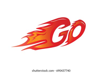 go word with flames,  icon design, isolated on white background. 