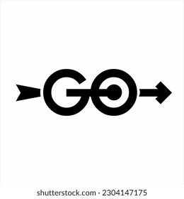 GO word template with arrow sign.
