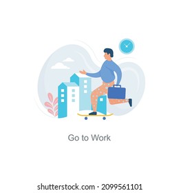 Go to Work vector illustration isolated on white background. Flat Illustration style design.