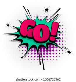 go yes hand drawn pictures effects. Template comics speech bubble halftone dot background. Pop art style. Comic dialog cloud, text pop-art. Creative idea conversation sketch explosion.