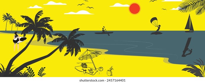 Goa beautiful illustration, is renowned for its stunning beaches, vibrant culture