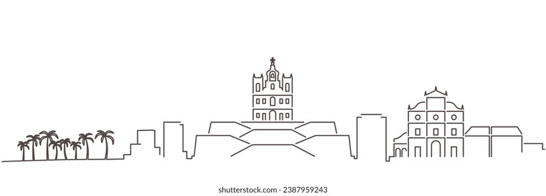 Goa Dark Line Simple Minimalist Skyline With White Background