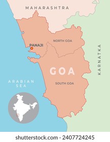 Goa district locator map with neighbour state