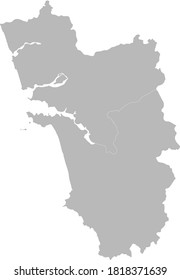 Goa districts map. Indian State. Gray background. Business Concepts and Backgrounds.