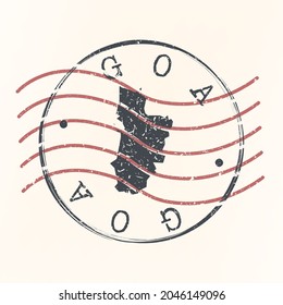 Goa, India Stamp Map Postal. Silhouette. Passport Round Design. Vektorsymbol. Design Retro Travel National Symbol.