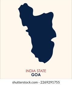 Goa, India, vector map,  High detailed silhouette illustration. Map of Goa, Solid Map of Indian State Goa, Map of Goa with Colour.