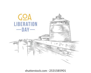 Goa Liberation day greeting design with the illustration of Fort Aguada.